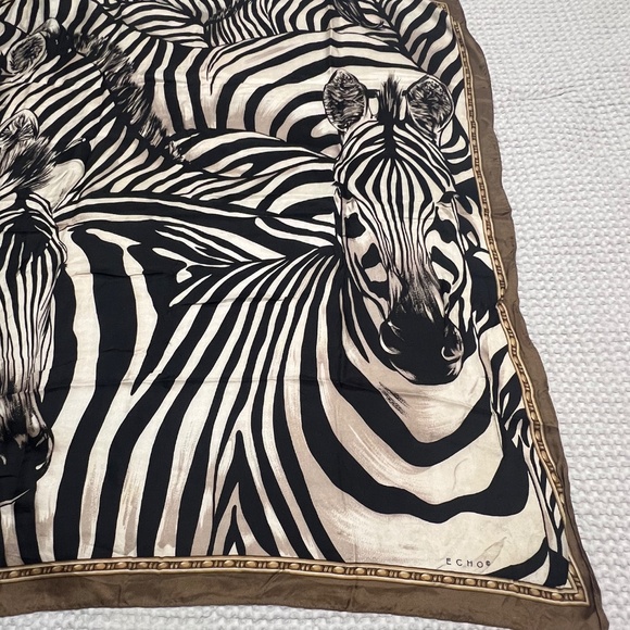 Vintage Zebra Print Silk Scarf by Echo - Picture 4 of 7